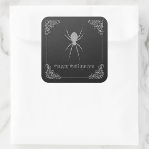 Silberne Spinne Halloween Quadratischer Aufkleber