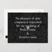 Silberne Sterne auf Black Wedite Einladungen Postk (Vorne/Hinten)