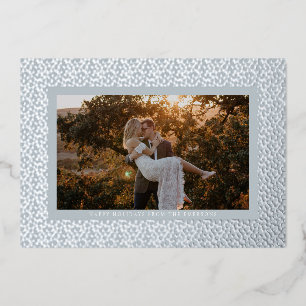 Silberne Sterne Blau Boho Foto Folien Feiertagskarte
