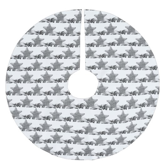 **SILBERNE STERNE** POLYESTER WEIHNACHTSBAUMDECKE (Vorderseite)