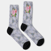 Silberne Sterne und rosa Rosen Socken (Rechts)