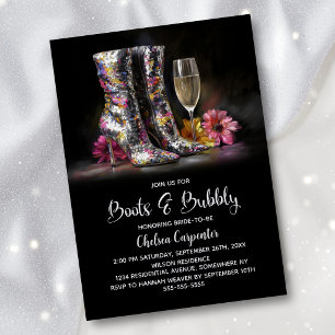 Silberne Stiefel mit Pailletten und prickelnde Bri Einladung