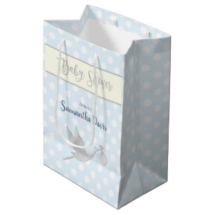 Silberne Storch-Baby-Babyparty Mittlere Geschenktüte