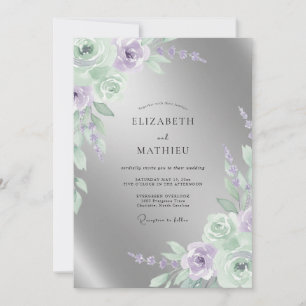 Silberne strahlende formelle Hochzeit Einladung