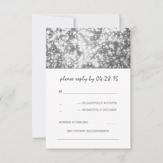 silberne Streichellichter Hochzeitskarten RSVP (Vorderseite)