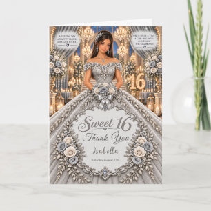 Silberne Sweet 16 Feier Dankeskarte