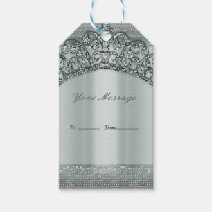 Silberne Tiara-Krone & Diamant-Bling-Party-Favor Geschenkanhänger