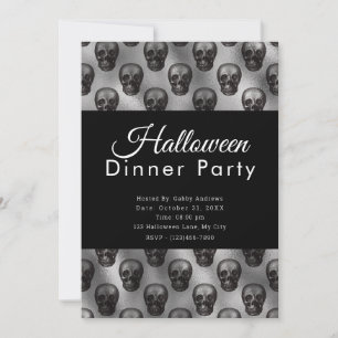 Silberne Totenkopf-Metall-Silber-Halloween-Abendpa Einladung