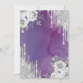 Silberne Tropfen, Kleid Rose Lila Quinceanera Einladung (Rückseite)