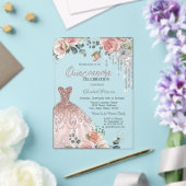 Silberne Tropfen, Kleid, Rose Rosa Quinceanera Acryleinladungen (In Situ (Hochzeit))