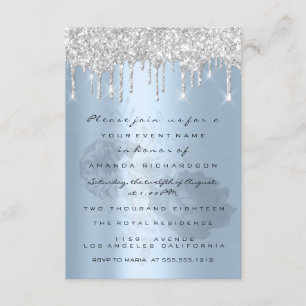 Silberne Tropfen Rosen Rauchiges Blau Braut Sweet  Einladung