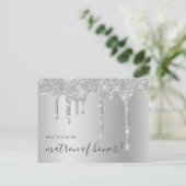 Silberne Tropfen werden Sie meine Ehrenmatrone sei Einladungspostkarte (Stehend Vorderseite)