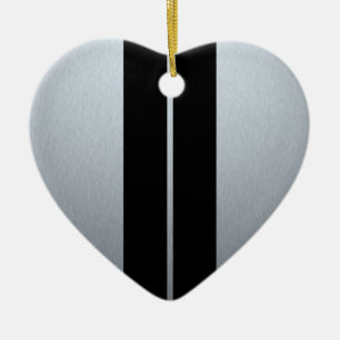 Silberne u. schwarze Rennwagen-Streifen Keramik Ornament