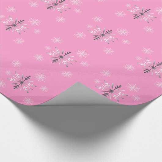 Silberne u. weiße Schneeflocken Geschenkpapier (Ecke)