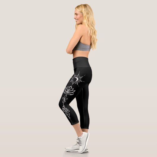 Silberne Unalome-Gruppe Capri Leggings (Links)