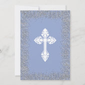 Silberne und blaue Boy-Taufe Einladung (Rückseite)