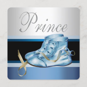 Silberne und blaue Prinzen-Baby-Party Einladung
