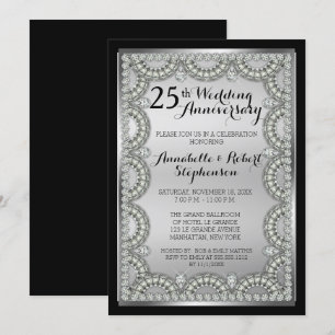 Silberne und diamantene 25. Hochzeitstag-Party Einladung