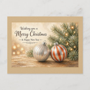Silberne und gestreifte Ornamente Postkarte