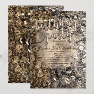 Silberne und goldene Geburtstagsfeier-Sequins-Einl Einladung
