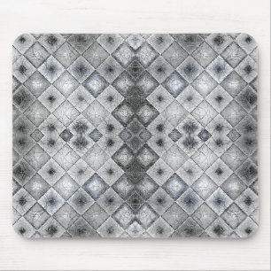Silberne und graue geometrische abstrakte Gitterst Mousepad