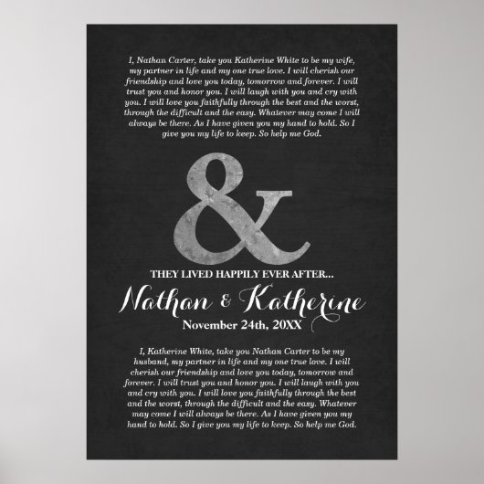 Silberne und graue Hochzeitsgesänge glücklicherwei Poster (Vorne)