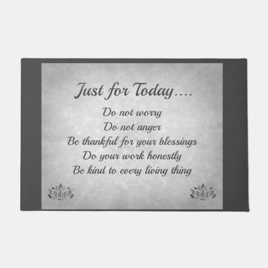 Silberne und graue Reiki Prinzipien Fußmatte (Vorderseite)