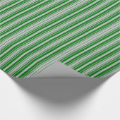 Silberne und grüne Weihnachtsstreifen Geschenkpapier (Ecke)