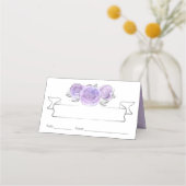 Silberne und hellviolette Rosen Elegant Platzkarte (Vorderseite)