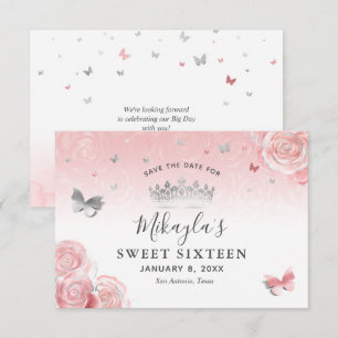 Silberne und leicht rosafarben überhauchte Rosen E Save The Date