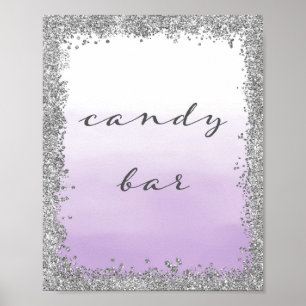 Silberne und Lila Bonbons Bar Wedding Poster druck
