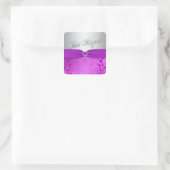Silberne und Lila Damask Bat Mitzvah Sticker (Tasche)