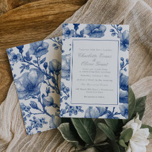Silberne und marineblaue Hochzeit Einladung