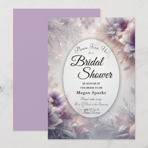 Silberne und sanfte Amethyst-Winter-Brautparty Einladung