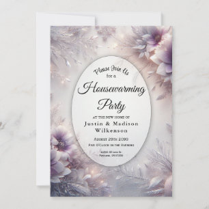 Silberne und sanfte Amethyst-Winter-Housewarming-P Einladung