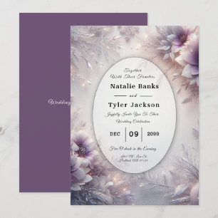 Silberne und sanfte Amethyst-Winterblüten-Hochzeit Einladung