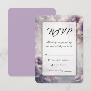 Silberne und sanfte Amethyst-Winterblüten-Hochzeit RSVP Karte