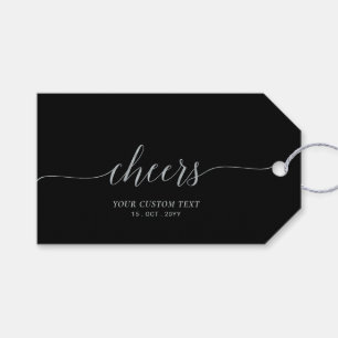 Silberne und schwarze elegante Skript-Party zum Fe Geschenkanhänger