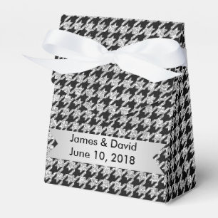 Silberne und schwarze Fischgrät-Geschenkbox Geschenkschachtel