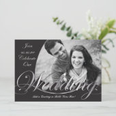 Silberne und schwarze Hochzeits-Einladungen Einladung (Stehend Vorderseite)