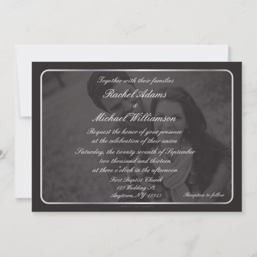 Silberne und schwarze Hochzeits-Einladungen Einladung (Rückseite)