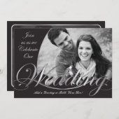 Silberne und schwarze Hochzeits-Einladungen Einladung (Vorne/Hinten)