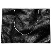 Silberne und schwarze lederne Beschaffenheit Große Geschenktüte (Vorderseite)