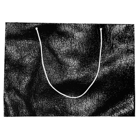 Silberne und schwarze lederne Beschaffenheit Große Geschenktüte (Rückseite)