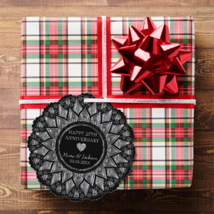 Silberne und schwarze Mandala-Hochzeit-Jubiläum  Ornament Karte