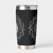 Silberne und schwarze Mandala-Wasserflasche Thermobecher (Links)