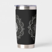 Silberne und schwarze Mandala-Wasserflasche Thermobecher (Rechts)