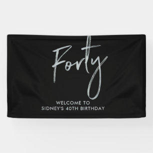 Silberne und schwarze Vierzig 40. Geburtstagsfeier Banner