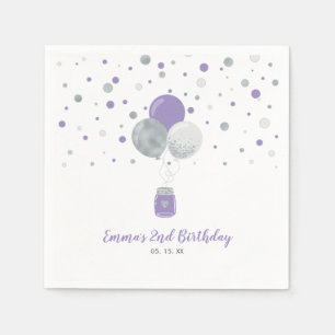 Silberne und violette Ballons, Konfetti-Mädchen-Ge Serviette