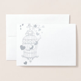 Silberne und weiße Birdcage Hochzeit danke Ihnen K Folienkarte